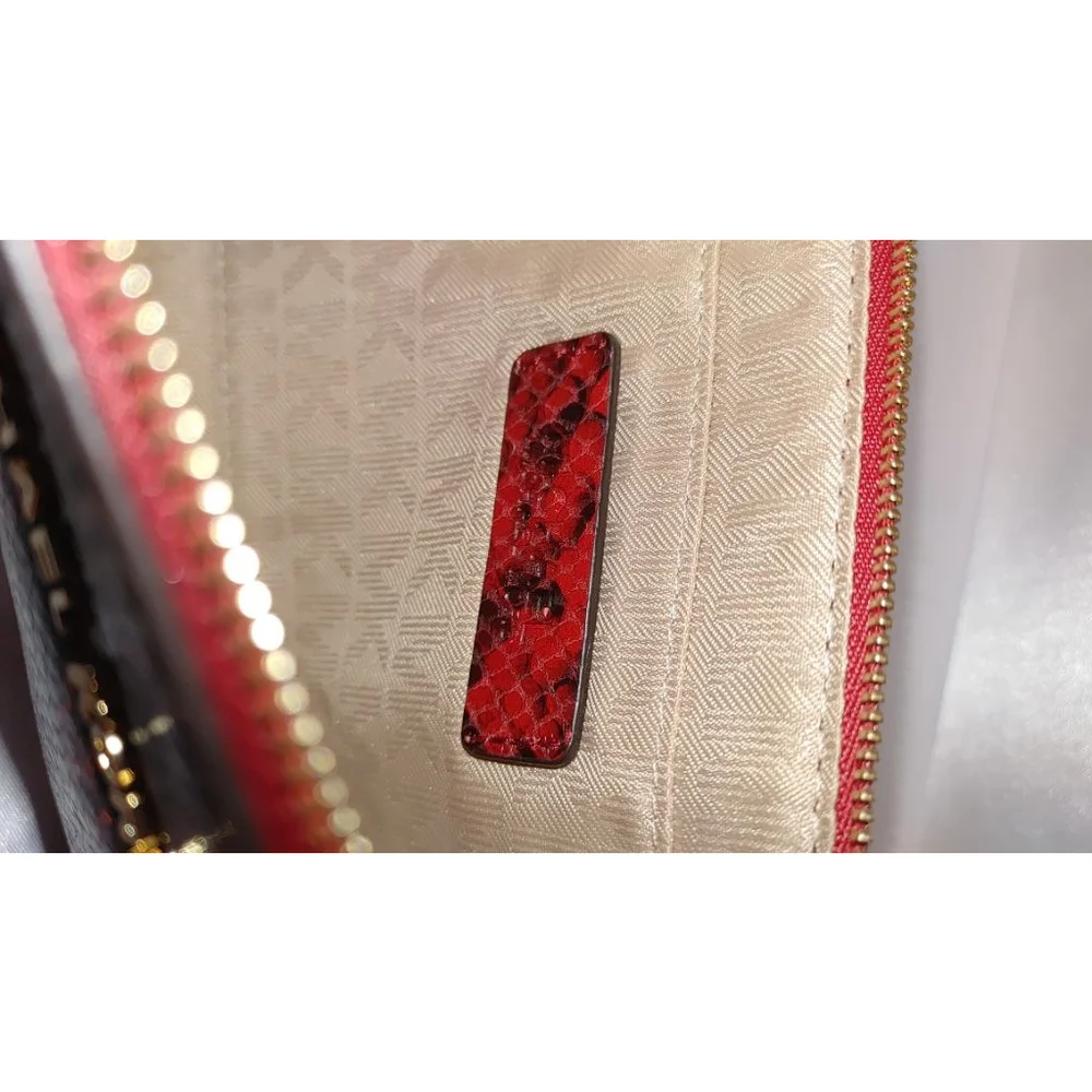 Michael Kors Leather Snakeskin Jet Set LG Zip Clutch